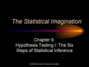 The Statistical Imagination Chapter 9 Hypothesis Testing I