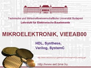 Technische und Wirtschaftswissenschaftliche Universitt Budapest Lehrstuhl fr Elektronische