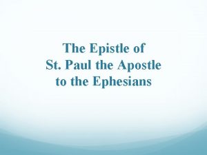 The Epistle of St Paul the Apostle to