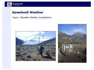 Speedwell Weather Topic Weather Station Installation Goal To