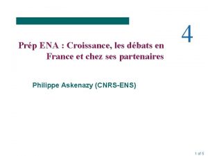 Prp ENA Croissance les dbats en France et