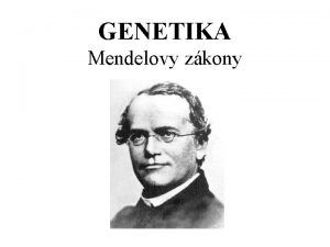 GENETIKA Mendelovy zkony Gen zkladem genetick informace DNA