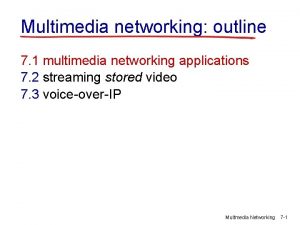 Multimedia networking outline 7 1 multimedia networking applications