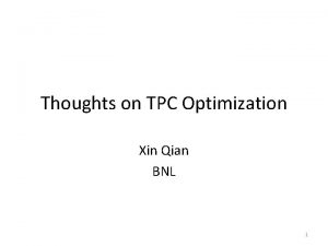 Thoughts on TPC Optimization Xin Qian BNL 1