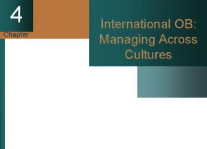 4 Chapter International OB Managing Across Cultures 4