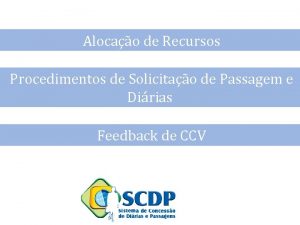 Alocao de Recursos Procedimentos de Solicitao de Passagem