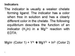 Indicators The indicator is usually a weaker chelate
