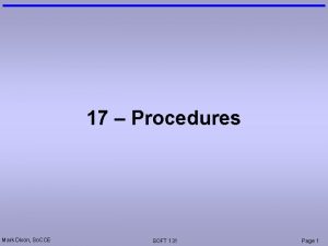 17 Procedures Mark Dixon So CCE SOFT 131
