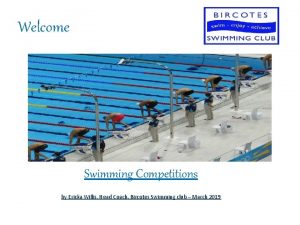 Welcome Swimming Competitions by Ericka Willis Head Coach