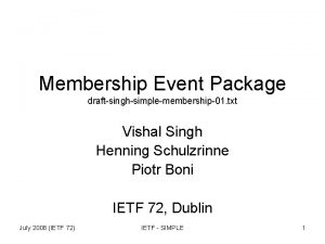 Membership Event Package draftsinghsimplemembership01 txt Vishal Singh Henning