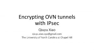 Encrypting OVN tunnels with IPsec Qiuyu Xiao qiuyu