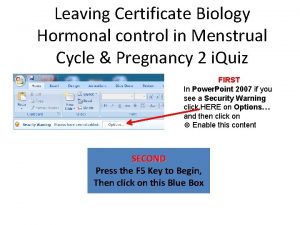 Leaving Certificate Biology Hormonal control in Menstrual Cycle
