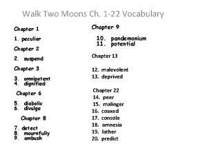 Walk Two Moons Ch 1 22 Vocabulary Chapter