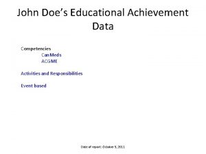 John Does Educational Achievement Data Competencies Can Meds