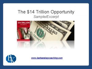 The 14 Trillion Opportunity SampleExcerpt www barbarakaycoaching com