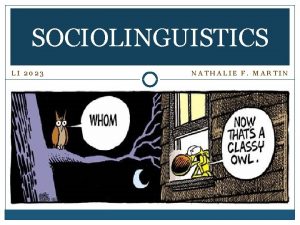 SOCIOLINGUISTICS LI 2023 NATHALIE F MARTIN Sociolinguistics Related