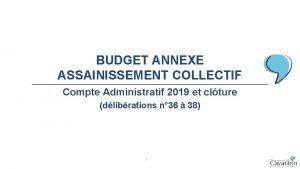 BUDGET ANNEXE ASSAINISSEMENT COLLECTIF Compte Administratif 2019 et