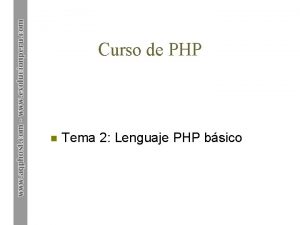 Curso de PHP n Tema 2 Lenguaje PHP