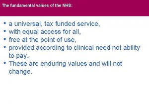 The fundamental values of the NHS NHS Next