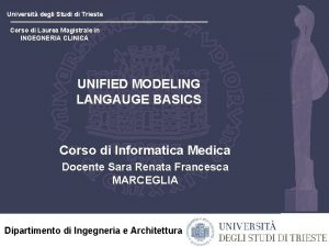 Universit degli Studi di Trieste Corso di Laurea