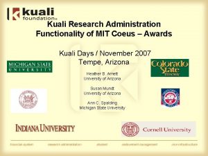 Kuali Research Administration Functionality of MIT Coeus Awards