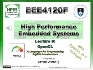 EEE 4120 F High Performance Embedded Systems Lecture