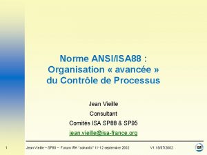 Norme ANSIISA 88 Organisation avance du Contrle de