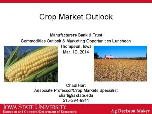 Crop Market Outlook Manufacturers Bank Trust Commodities Outlook