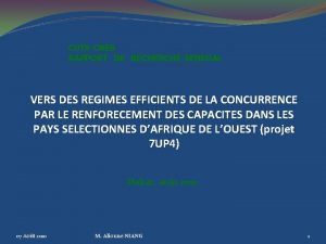 CUTSCRES RAPPORT DE RECHERCHESENEGAL VERS DES REGIMES EFFICIENTS