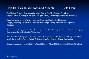 Unit III Design Methods and Models 08 Hrs