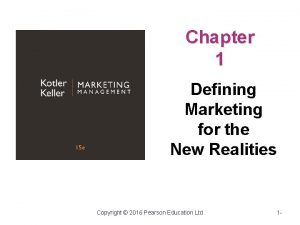 Chapter 1 Defining Marketing for the New Realities