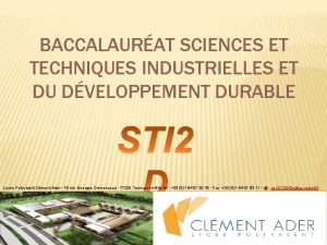 BACCALAURAT SCIENCES ET TECHNIQUES INDUSTRIELLES ET DU DVELOPPEMENT