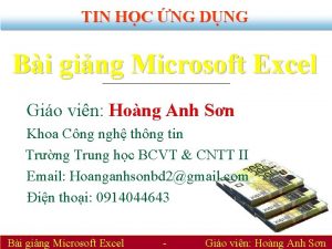TIN HC NG DNG Bi ging Microsoft Excel