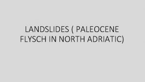 LANDSLIDES PALEOCENE FLYSCH IN NORTH ADRIATIC lithological structure