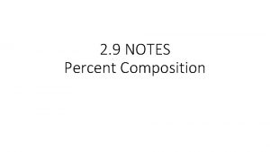 2 9 NOTES Percent Composition Composition of Materials