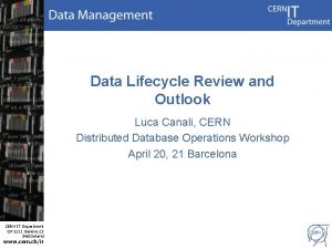 Data Lifecycle Review and Outlook Luca Canali CERN