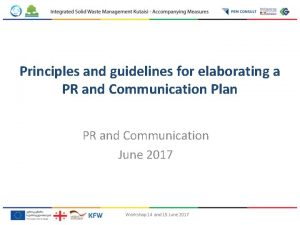 Principles and guidelines for elaborating a PR and