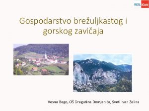 Gospodarstvo breuljkastog i gorskog zaviaja Vesna Bego O