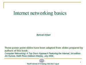 Internet networking basics Behzad Akbari These power point