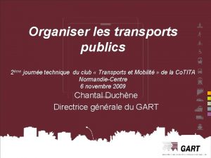 Organiser les transports publics 2me journe technique du