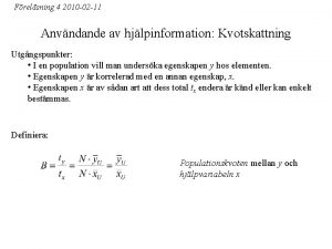 Frelsning 4 2010 02 11 Anvndande av hjlpinformation