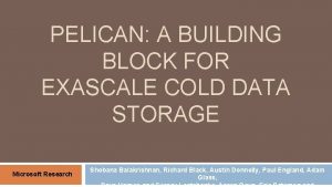 PELICAN A BUILDING BLOCK FOR EXASCALE COLD DATA