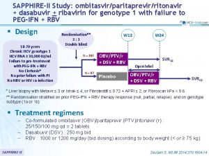 SAPPHIREII Study ombitasvirparitaprevirritonavir dasabuvir ribavirin for genotype 1