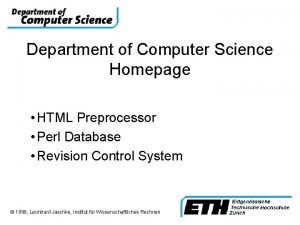 Department of Computer Science Homepage HTML Preprocessor Perl