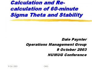 Calculation and Recalculation of 60 minute Sigma Theta