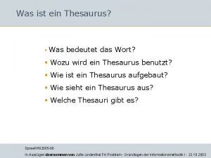 Was ist ein Thesaurus Was bedeutet das Wort