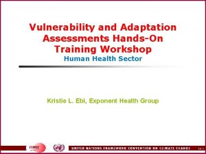 Vulnerability and Adaptation Assessments HandsOn Training Workshop Human