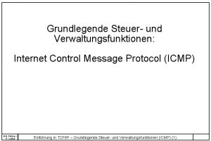 Grundlegende Steuer und Verwaltungsfunktionen Internet Control Message Protocol