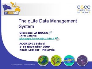 The g Lite Data Management System Giuseppe LA