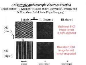 Anisotropic and isotropic electroconvection Collaborators L Kramer W